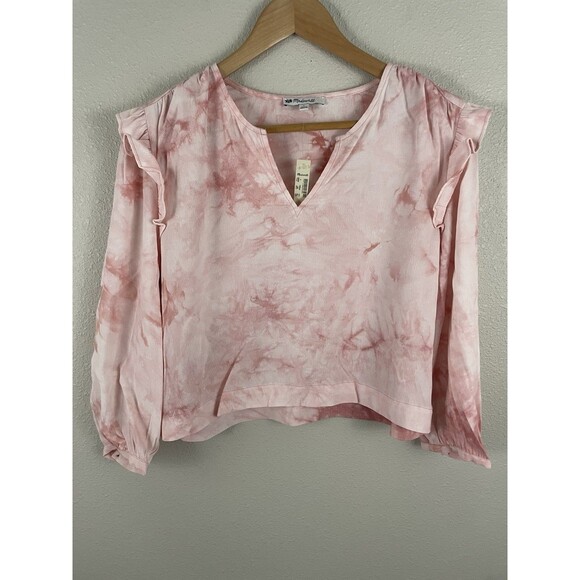 Madewell Tie Dye Ruffle Shoulder Top 100% Viscose - Picture 1 of 5